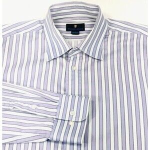 Toscano Shirt Stripe L Oxford Lavender Purple White Cotton Academia Preppy
